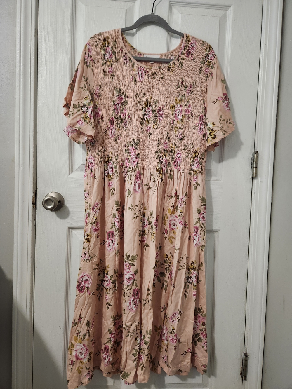 Serengeti Pink Floral Smocked Top with Pastel Accents